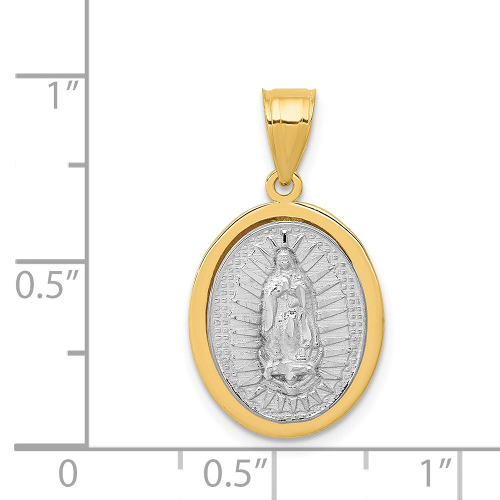 14k Two-tone Gold Raised Lady of Guadalupe Pendant