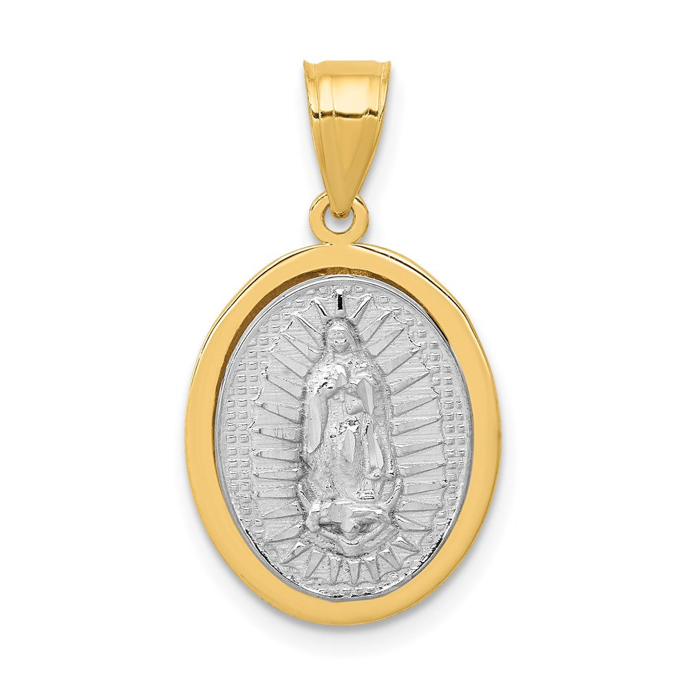 14k Two-tone Gold Raised Lady of Guadalupe Pendant