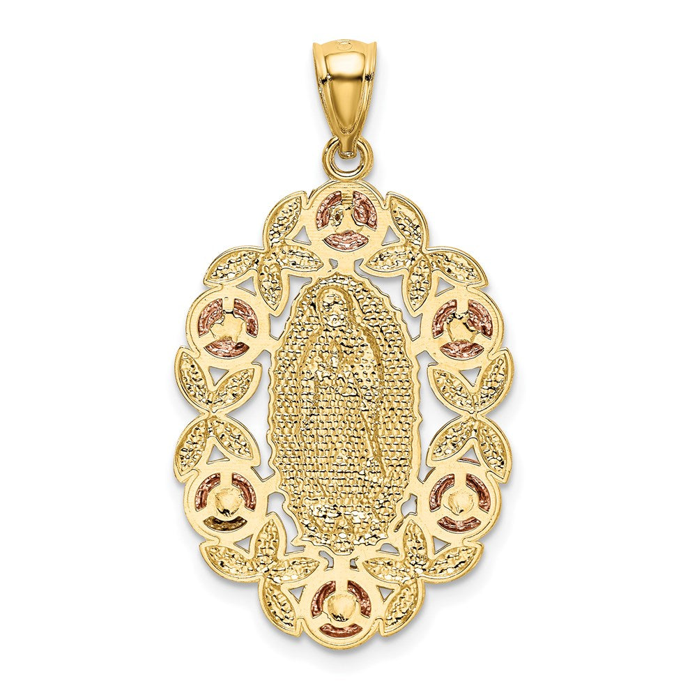 14k Two-tone Gold Two-tone Gold w/White Rhodium Lady Of Guadalupe Pendant