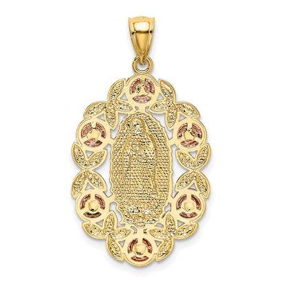 14k Two-tone Gold Two-tone Gold w/White Rhodium Lady Of Guadalupe Pendant