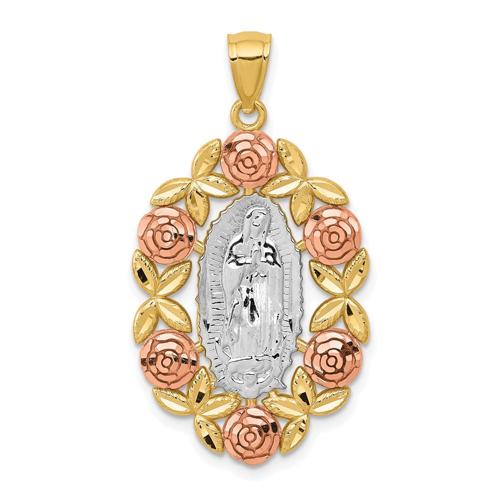 14k Two-tone Gold Two-tone Gold w/White Rhodium Lady Of Guadalupe Pendant