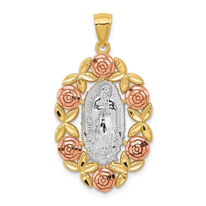 14k Two-tone Gold Two-tone Gold w/White Rhodium Lady Of Guadalupe Pendant