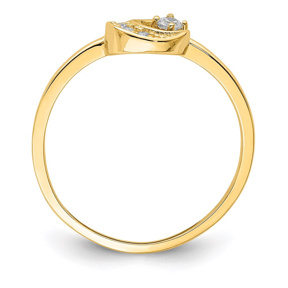 14k yellow gold cz moon ring k6421