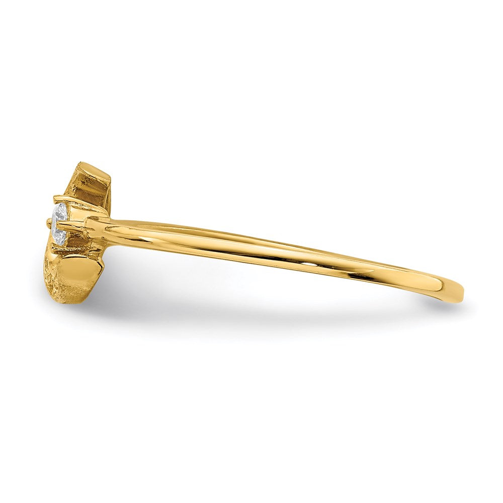 14k yellow gold cz moon ring k6421