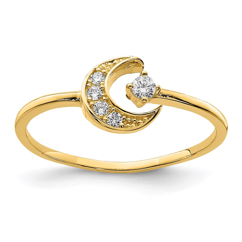 14k yellow gold cz moon ring k6421