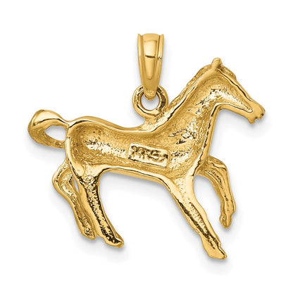 14k Yellow Gold Galloping Horse Charm