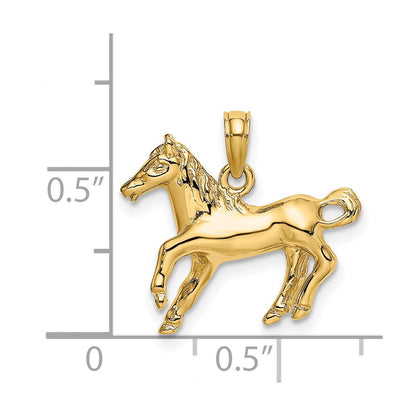 14k Yellow Gold Galloping Horse Charm