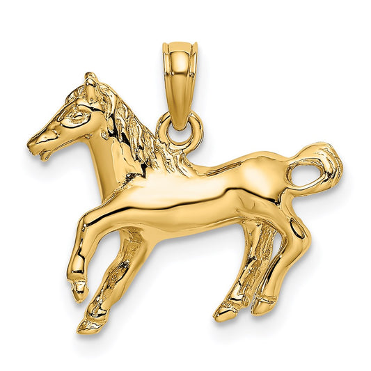 14k Yellow Gold Galloping Horse Charm