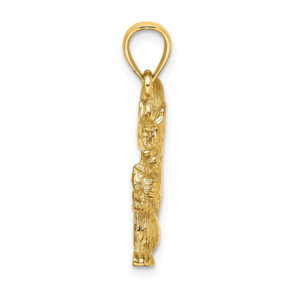 14k Yellow Gold Textured Sitting Squirrel Charm