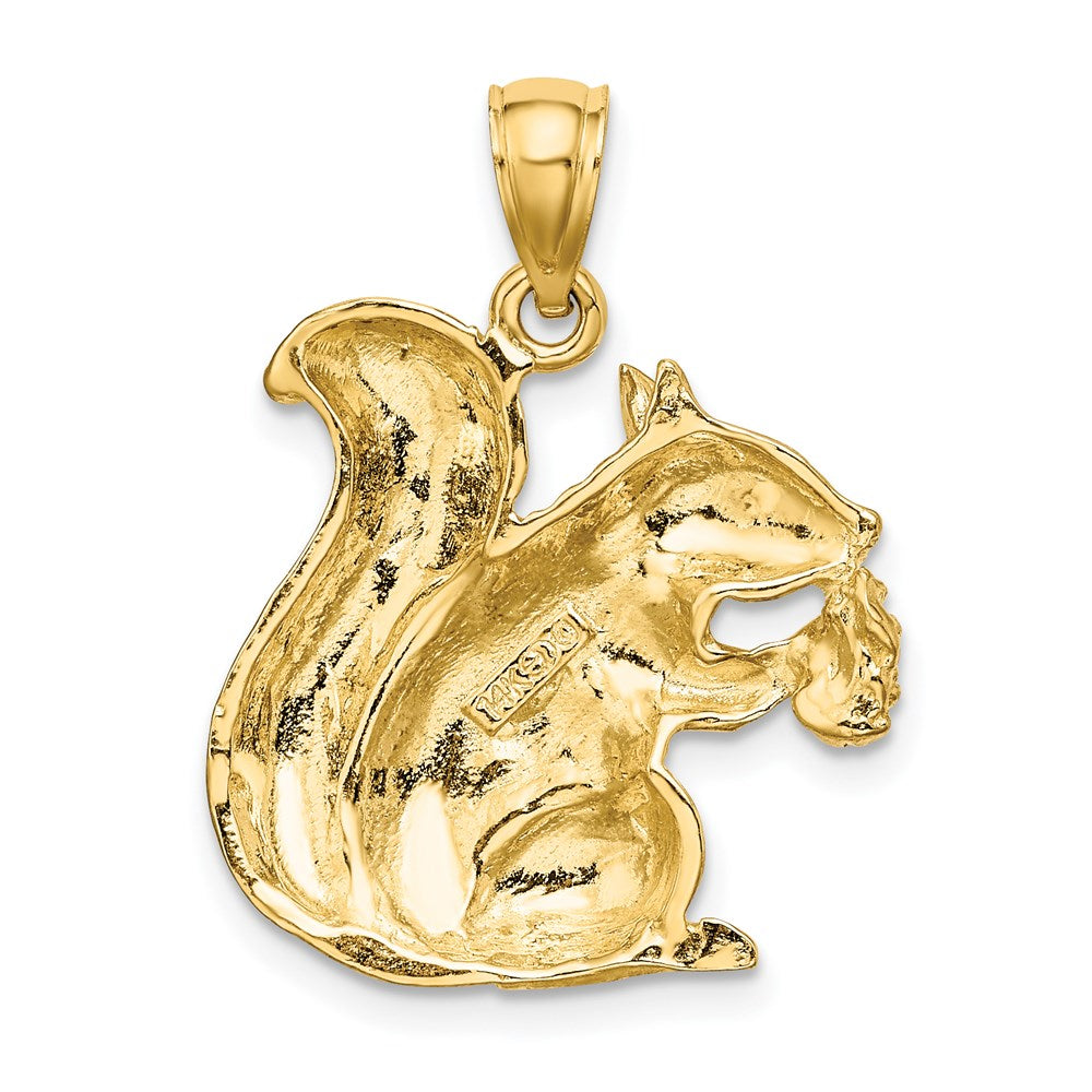 14k Yellow Gold Textured Sitting Squirrel Charm
