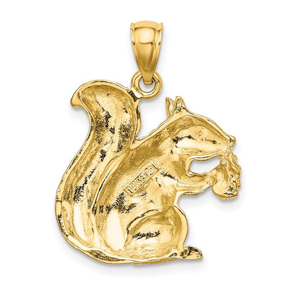 14k Yellow Gold Textured Sitting Squirrel Charm