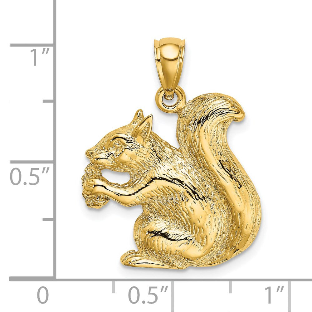 14k Yellow Gold Textured Sitting Squirrel Charm
