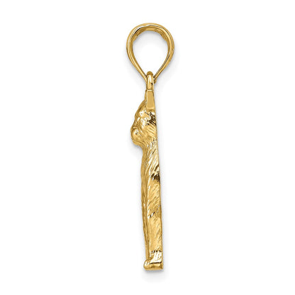 14k Yellow Gold Textured Sitting Cat Charm