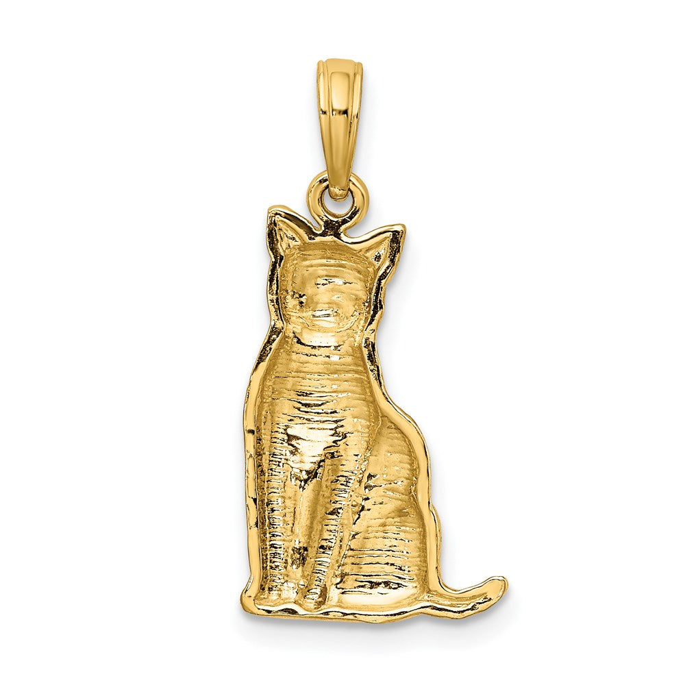 14k Yellow Gold Textured Sitting Cat Charm