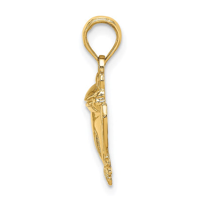 14k Yellow Gold Textured Sitting Frog Charm