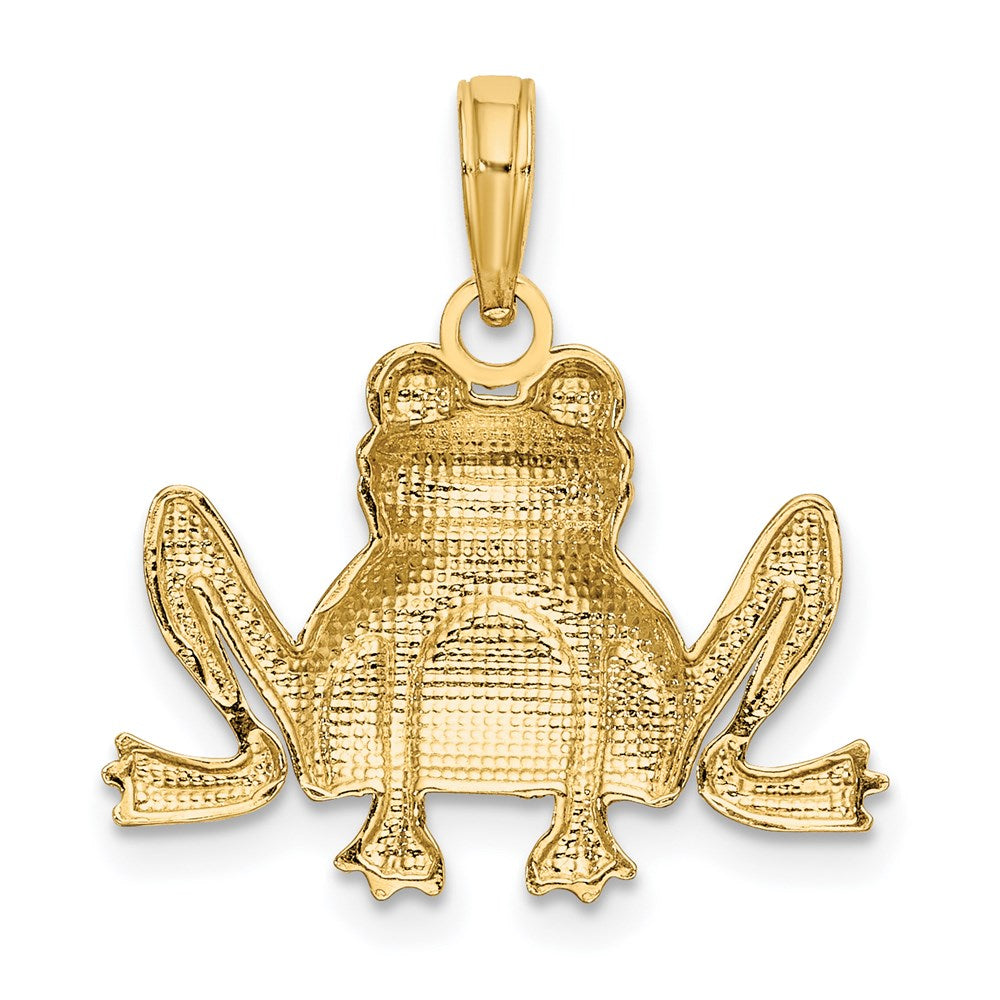 14k Yellow Gold Textured Sitting Frog Charm