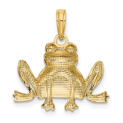 14k Yellow Gold Textured Sitting Frog Charm