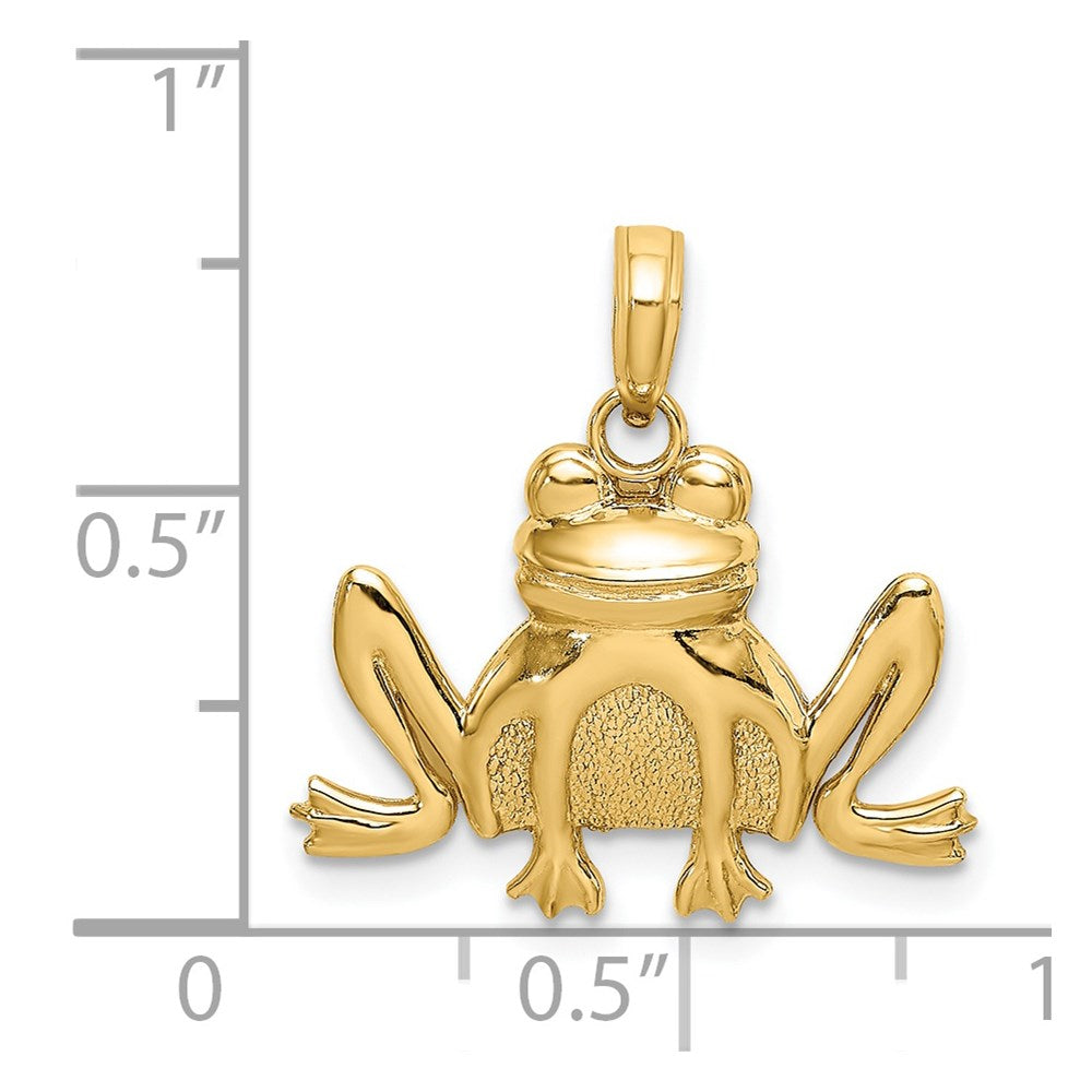 14k Yellow Gold Textured Sitting Frog Charm