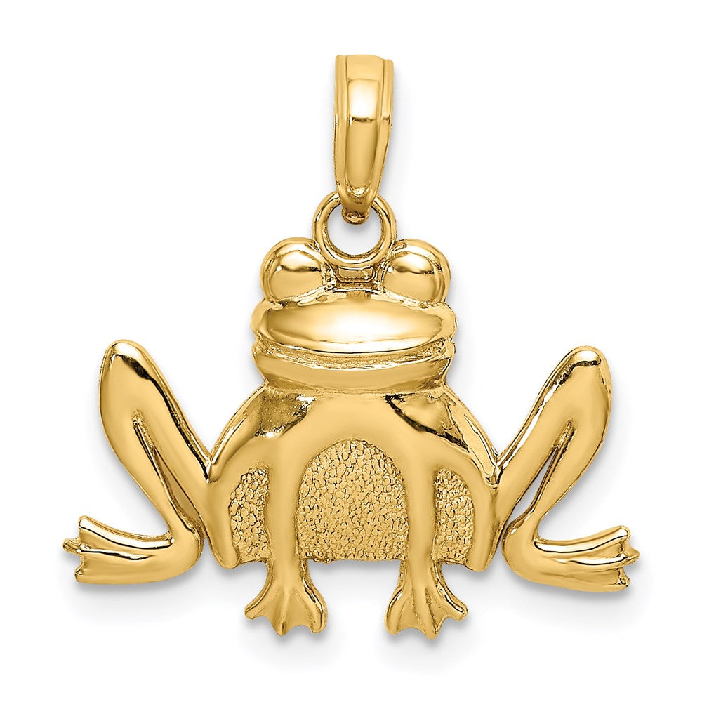 14k Yellow Gold Textured Sitting Frog Charm