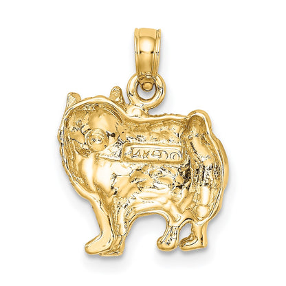 14k Yellow Gold Polished Pomeranian Dog Charm