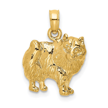14k Yellow Gold Polished Pomeranian Dog Charm