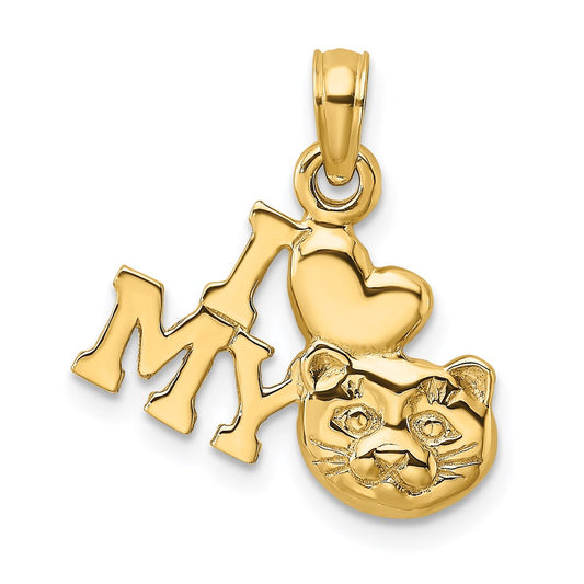 14k Yellow Gold I LOVE MY CAT Charm