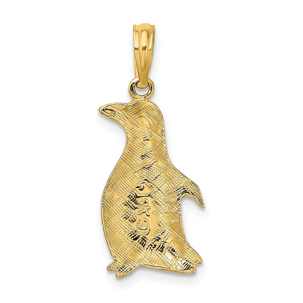 14k Yellow Gold 2-D Polished and Engraved Penguin Charm