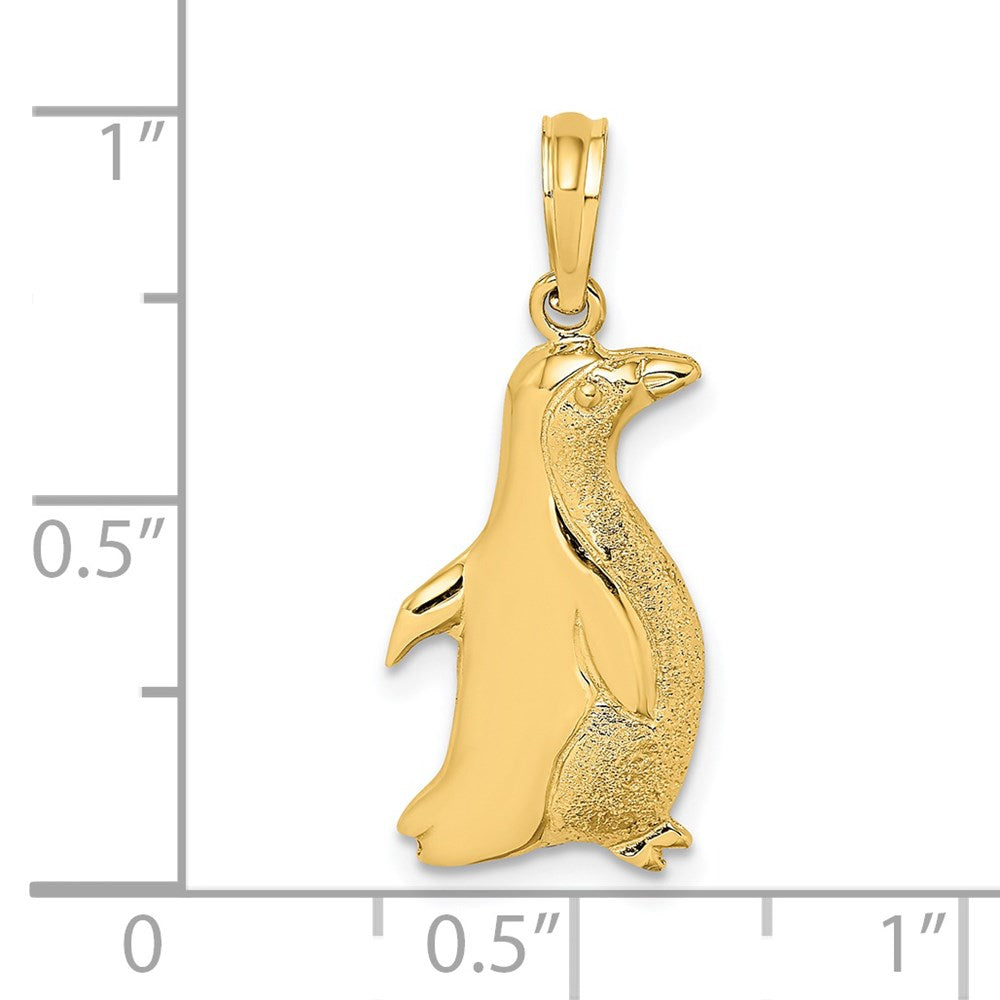 14k Yellow Gold 2-D Polished and Engraved Penguin Charm