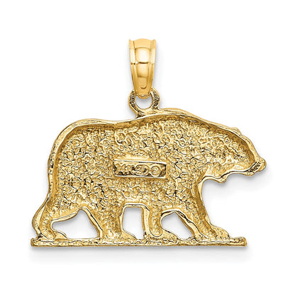 14k Yellow Gold Textured Bear Charm