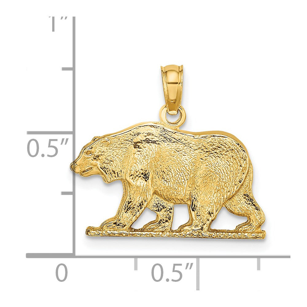 14k Yellow Gold Textured Bear Charm