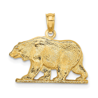 14k Yellow Gold Textured Bear Charm