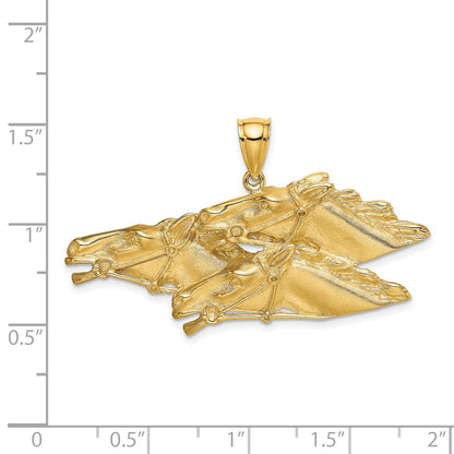 14k Yellow Gold Triple Horse Head Charm