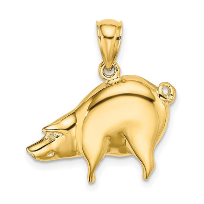 14k Yellow Gold Polished Pig Charm