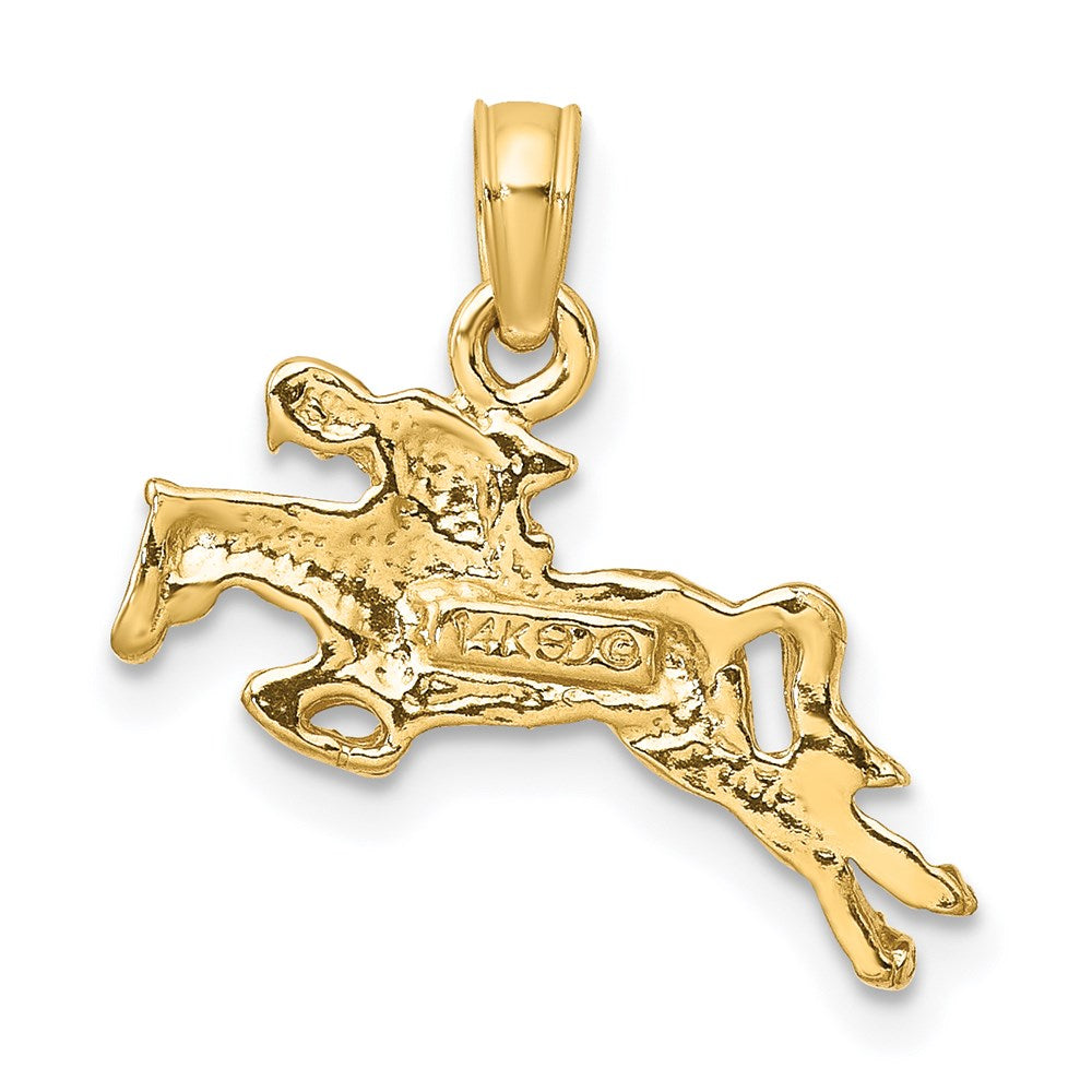 14k Yellow Gold Jockey on Jumping Horse Charm