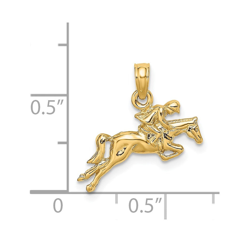 14k Yellow Gold Jockey on Jumping Horse Charm