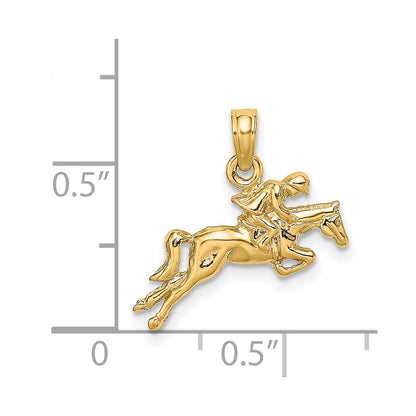 14k Yellow Gold Jockey on Jumping Horse Charm