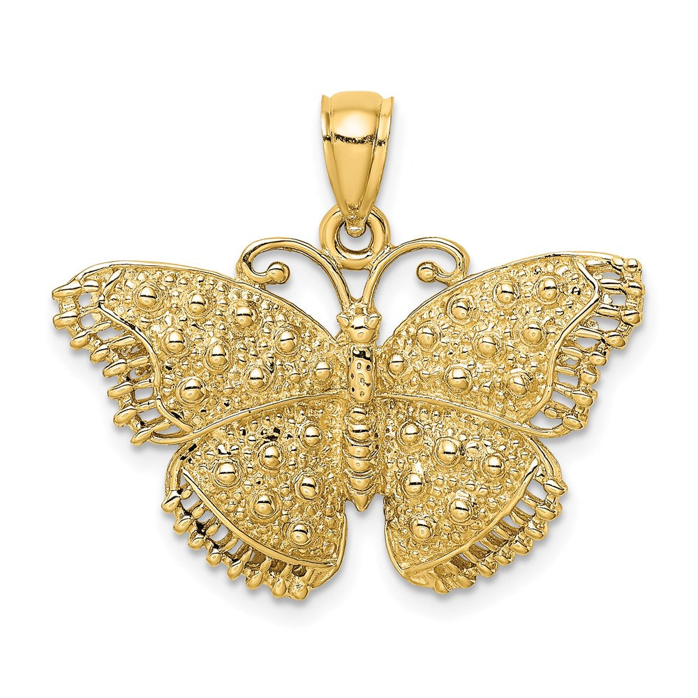 14k Yellow Gold Textured Butterfly Charm