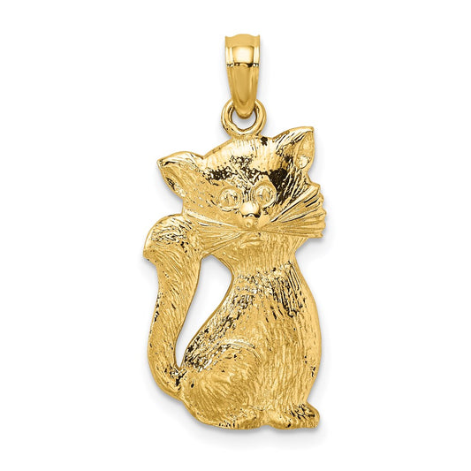 14k Yellow Gold Sitting Cat Charm