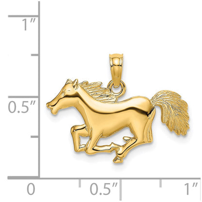 14k Yellow Gold Running Horse Charm
