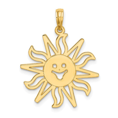 14k Yellow Gold Cut-out Smiling Sun Charm
