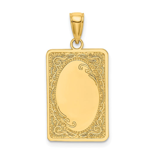 14k Yellow Gold Rectangular Engraved Charm