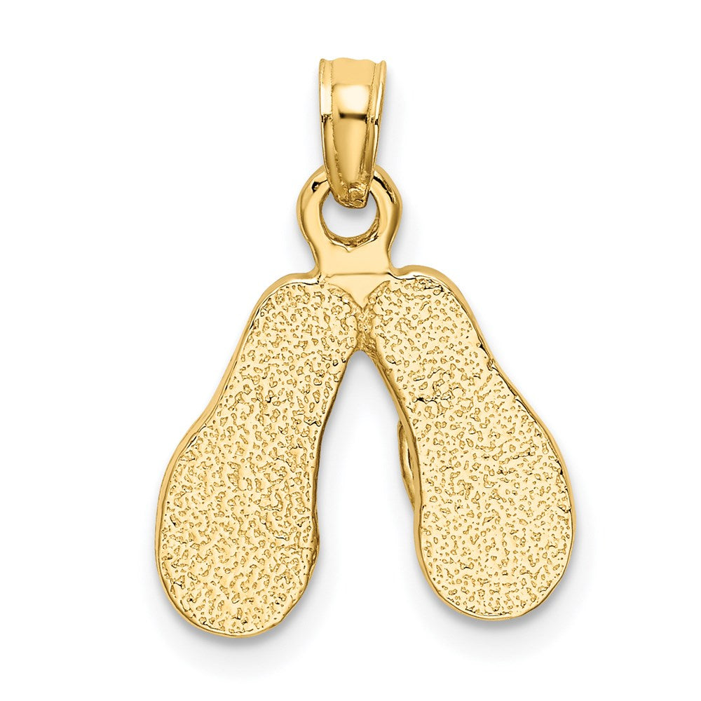 14k Yellow Gold  3D W/ Blue Dotted Enamel Double Flip-Flop Charm