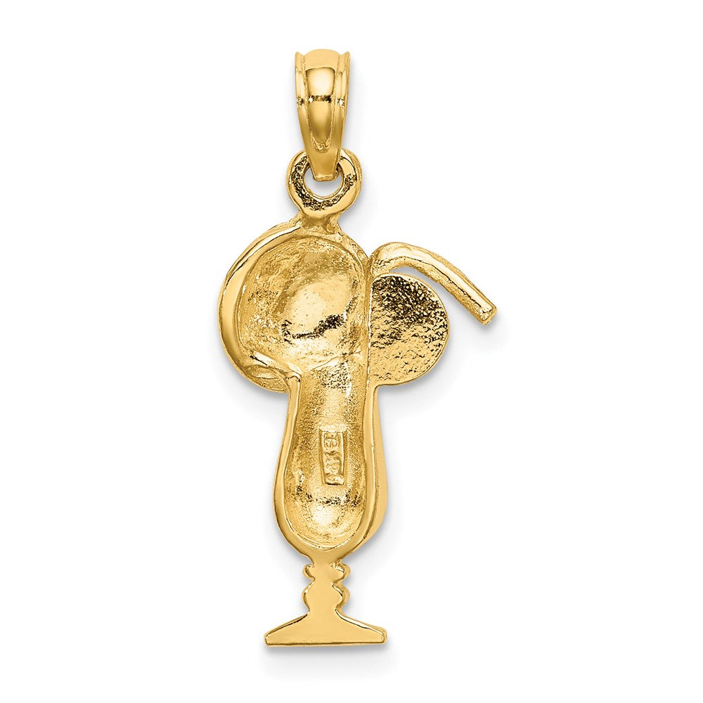 14k Yellow Gold Tropical Drink w/Multi-Colored Enamel Umbrella Charm