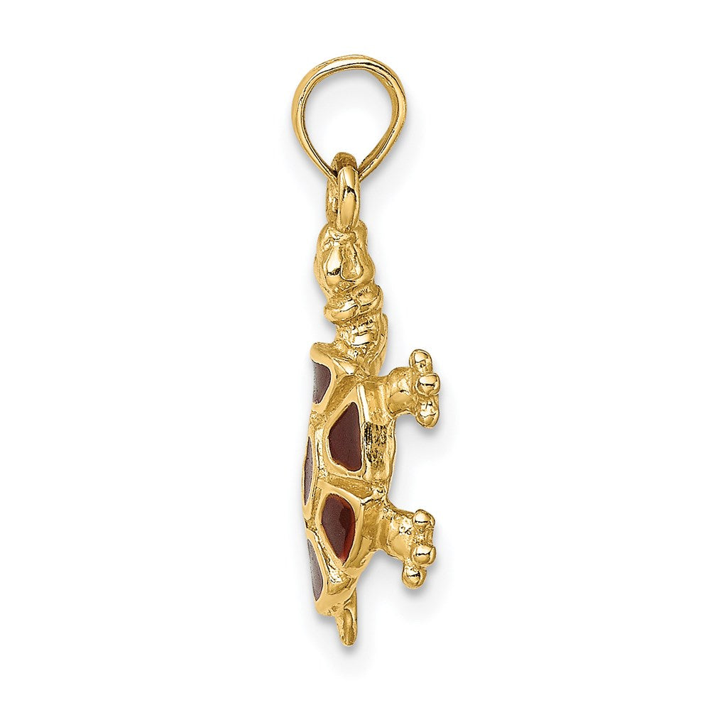 14k Yellow Gold with Brown Enamel Land Turtle Charm