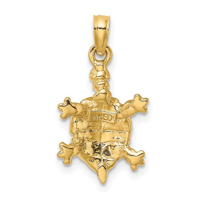 14k Yellow Gold with Brown Enamel Land Turtle Charm