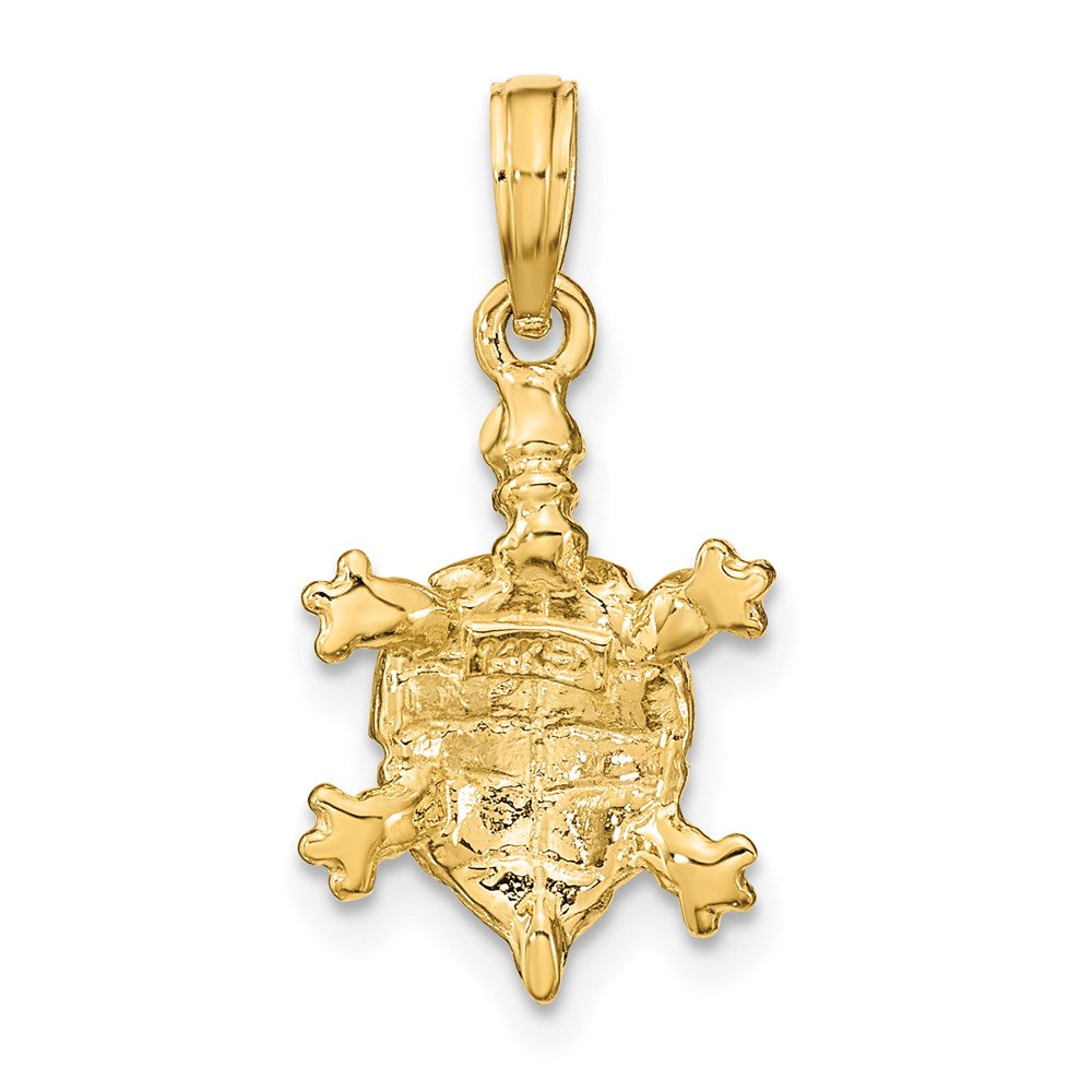 14k Yellow Gold wtih Green Enamel Land Turtle Charm