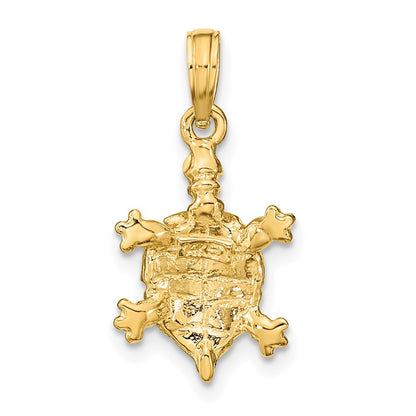 14k Yellow Gold wtih Green Enamel Land Turtle Charm