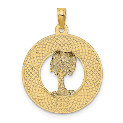 14k Yellow Gold Enamel Palm Tree CHARLESTON Circle Charm