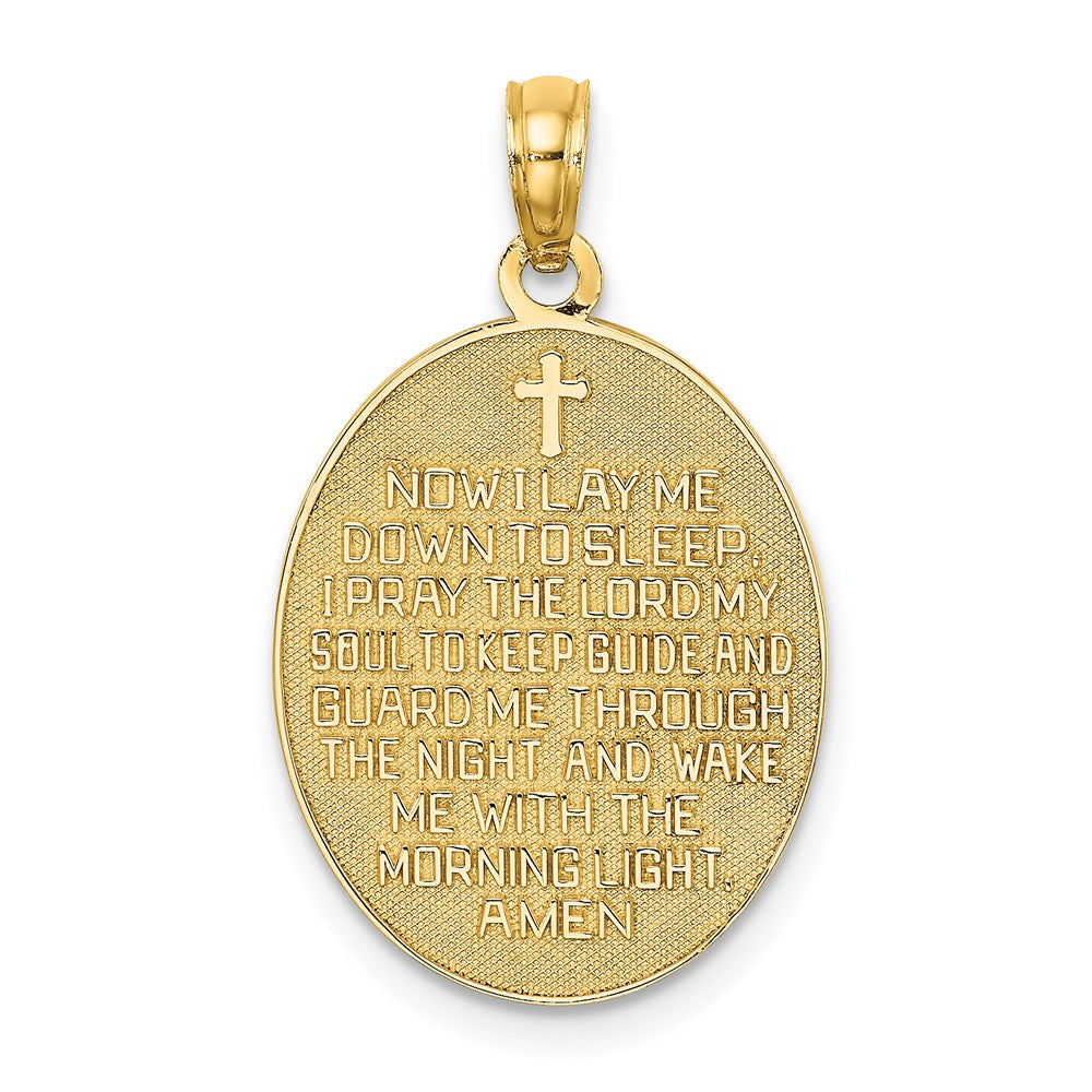14k Yellow Gold Enameled Reversible CHILDS PRAYER w/Girl Charm