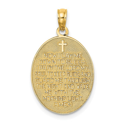 14k Yellow Gold Enameled Reversible CHILDS PRAYER w/Girl Charm